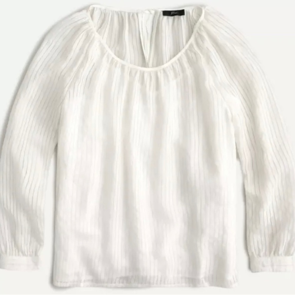 NWT J. Crew Women's Tie-Back Top in Shadow Stripe Ivory Sz Small AJ473